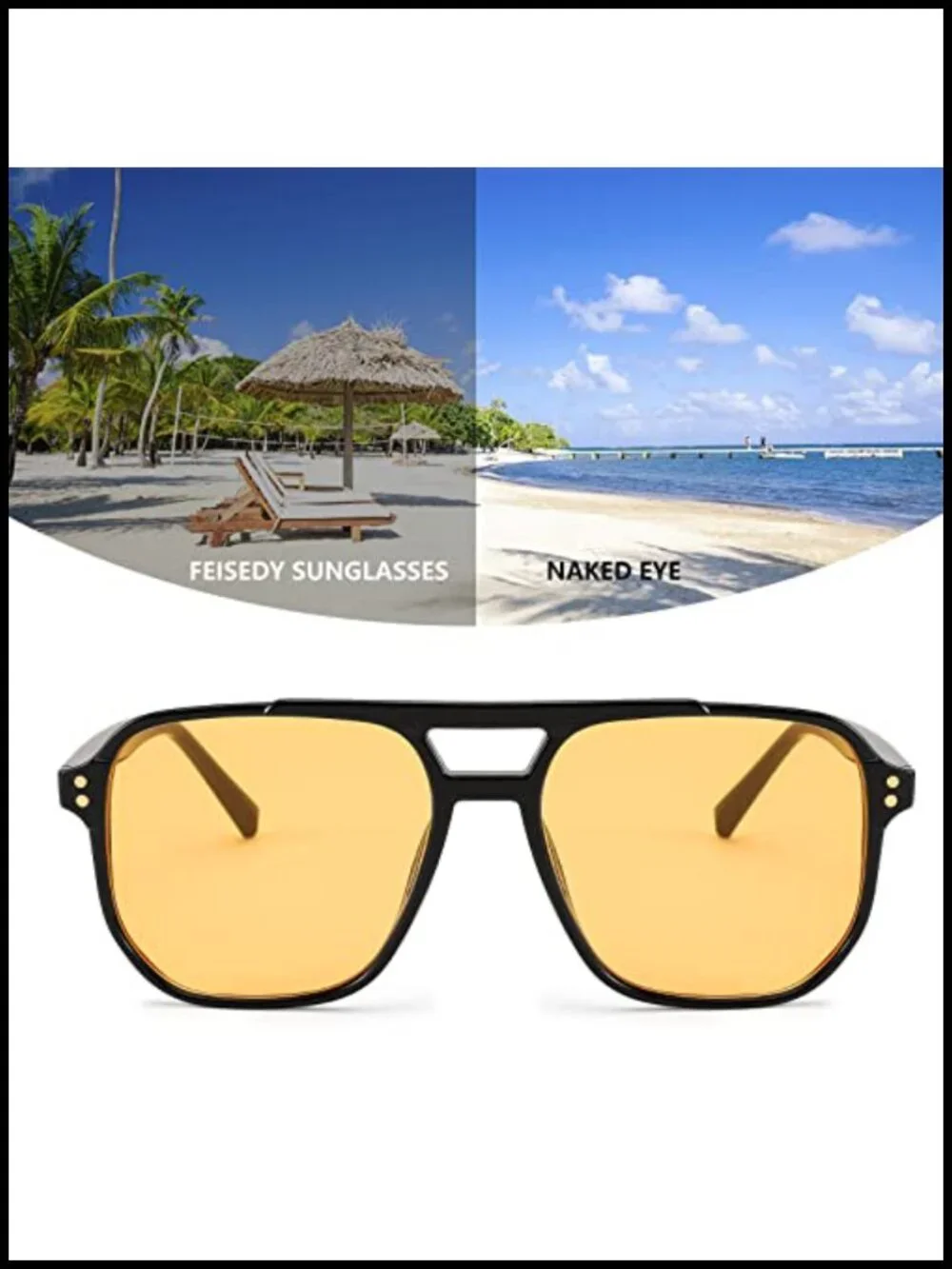 Retro Square Aviator Sunglasses, UV400 Protection, Plastic Frame